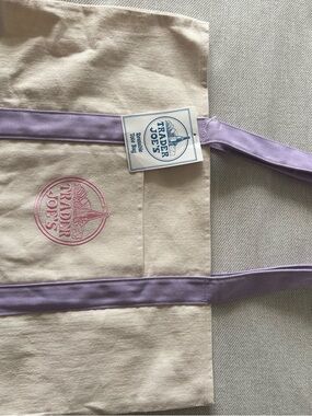 Trader Joe's Canvas Tote with Lavender Straps